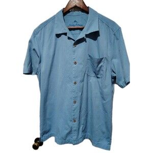 Tommy Bahama Shirt Men L Island Zone Light Blue Casual Silk Blend Short Sleeve